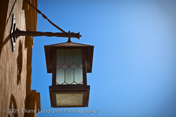 one of several lanterns that adorn the front of the station