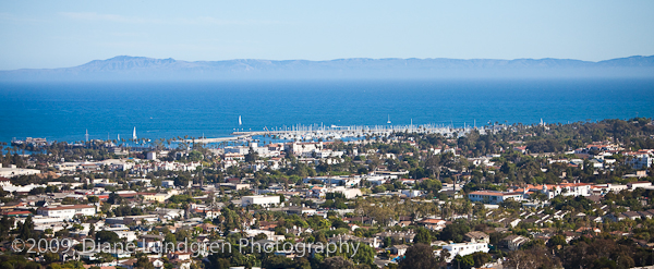 scenic overlook of the Santa Barbara Harbor and downtown