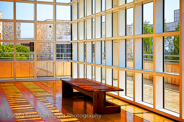 inside one of the buildings at the Getty Center
