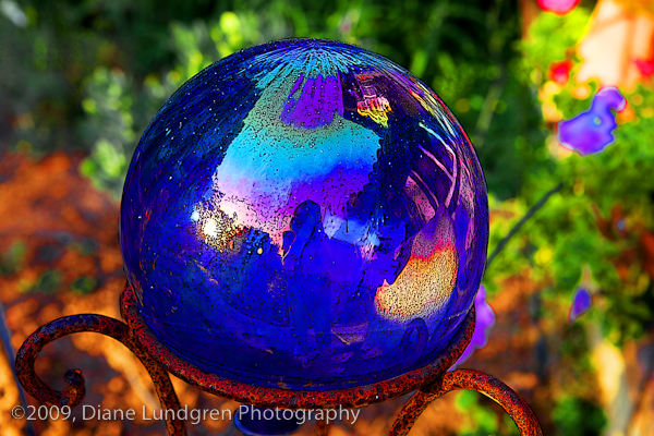 a close-up of the blue crystal ball