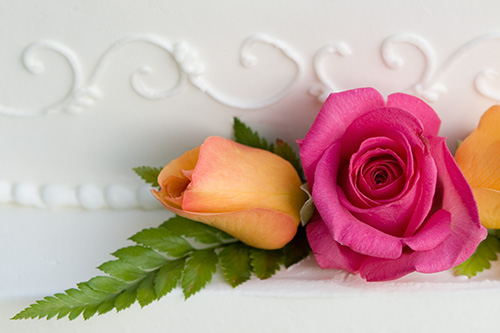 Image of Wedding Cake Icing and Flowers